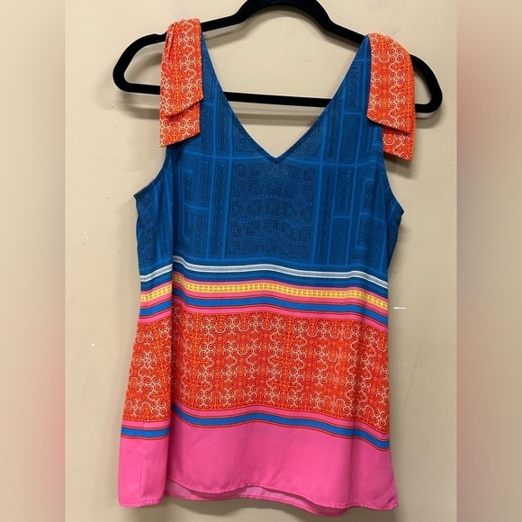 CAbi Nomad Shoulder Tie Top Multicolor Bright Size Small Cruise Vacation Wear - Picture 2 of 6